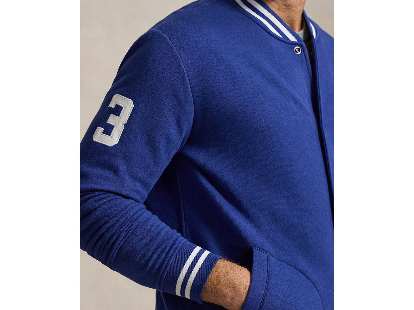 Мужская куртка Polo Ralph Lauren Big & Tall Big Pony Fleece Baseball, цвет: Синий / Белый — фото 3