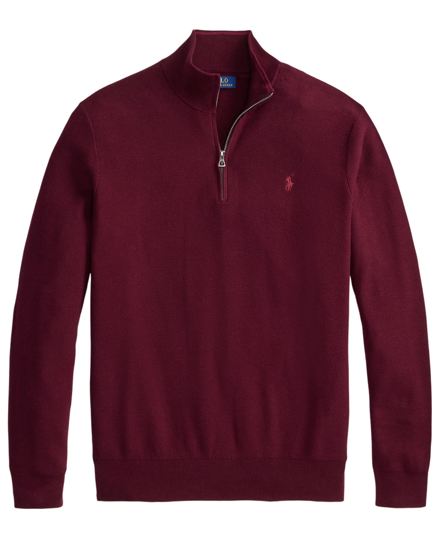 Men's Mesh-Knit Quarter-Zip Cotton Sweater