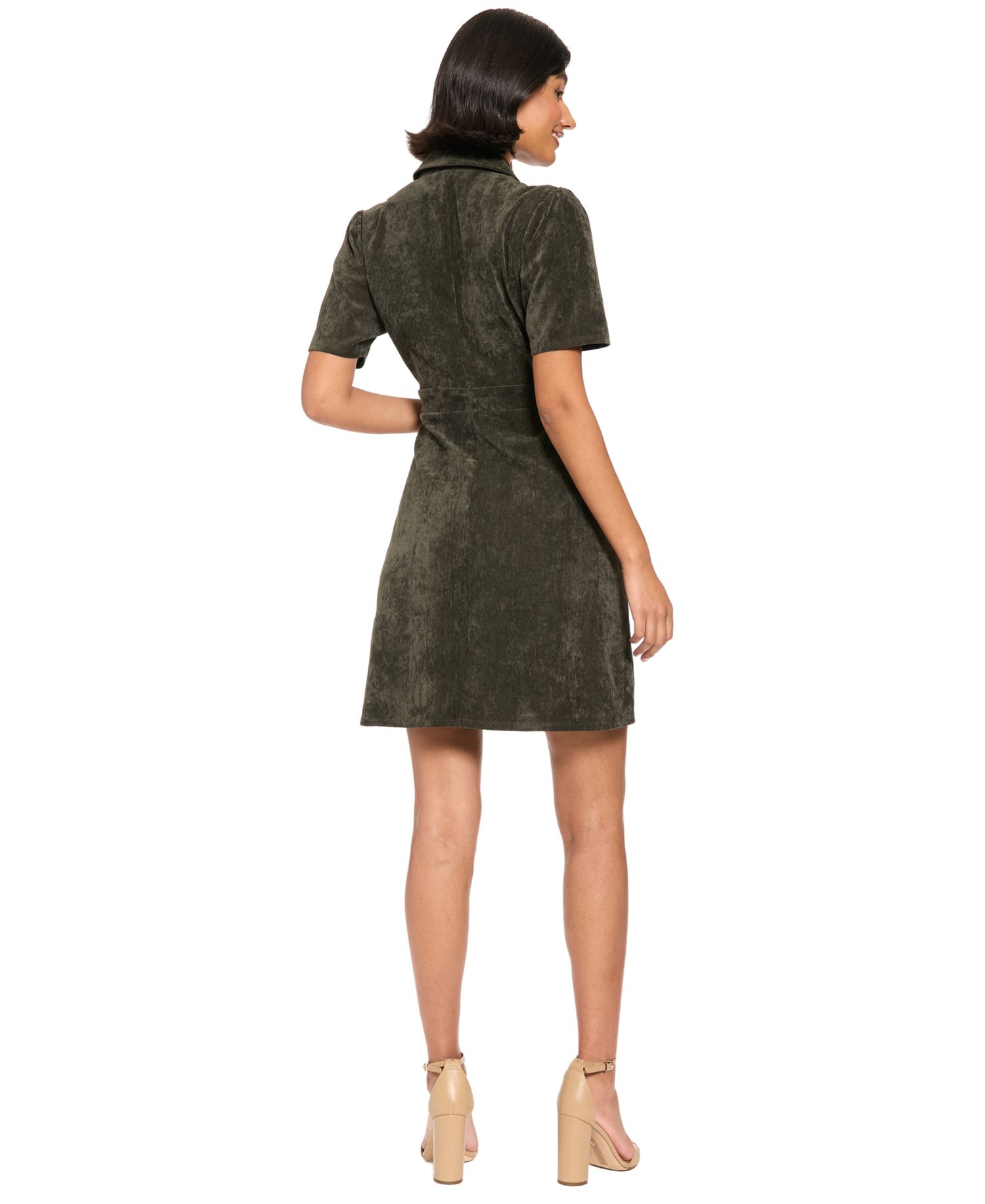 Women's Corduroy Short-Sleeve A-Line Mini Dress