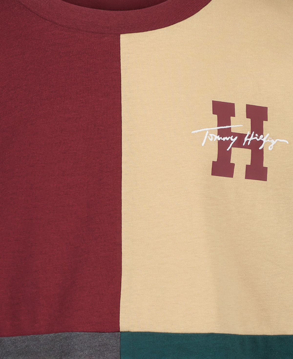Tommy Hilfiger Boys' 8-20 Quad Pieced Long-Sleeve Graphic Colorblock T-Shirt