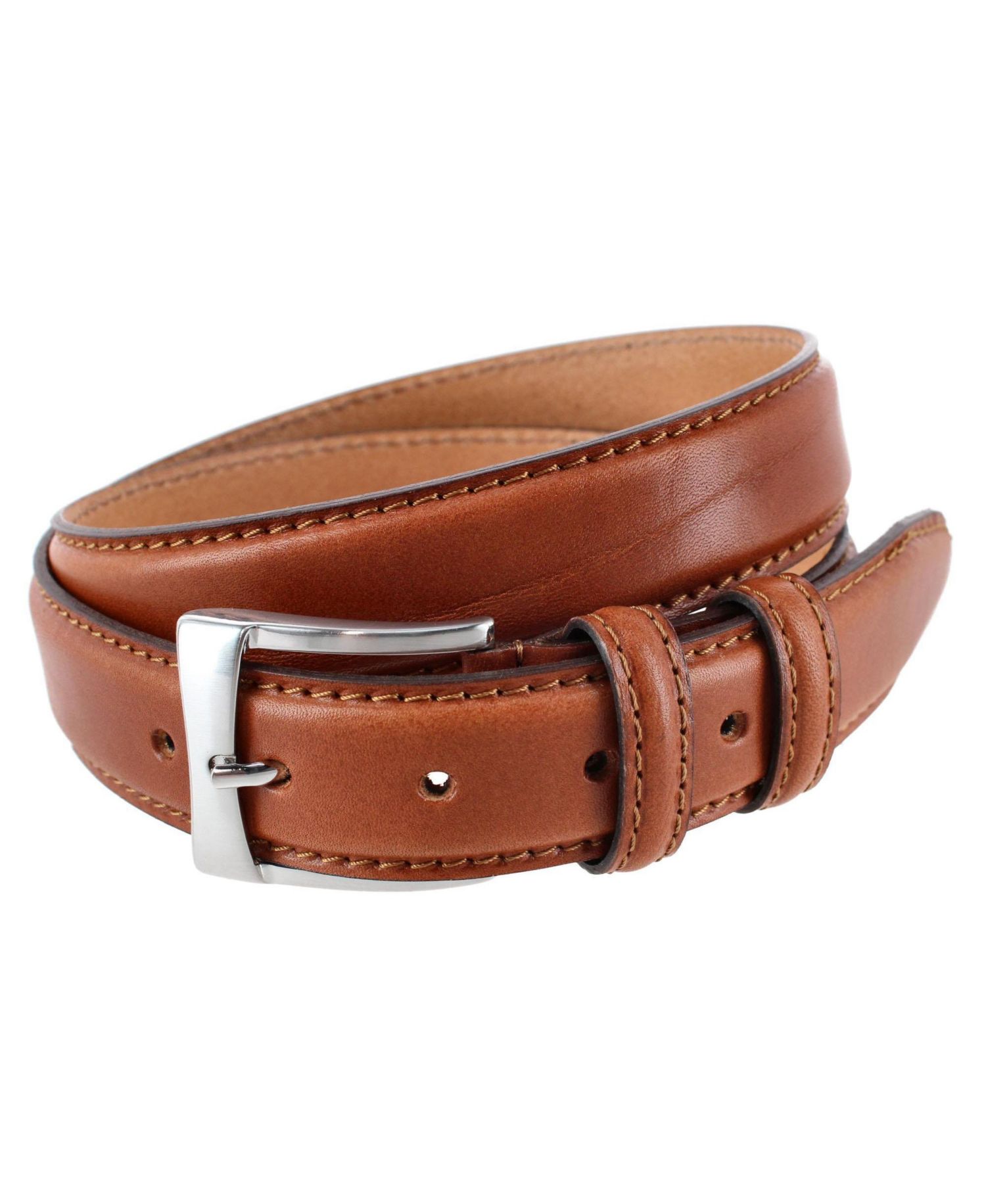 Vincenzo Italian Leather Contrast-Stitch 35mm Belt