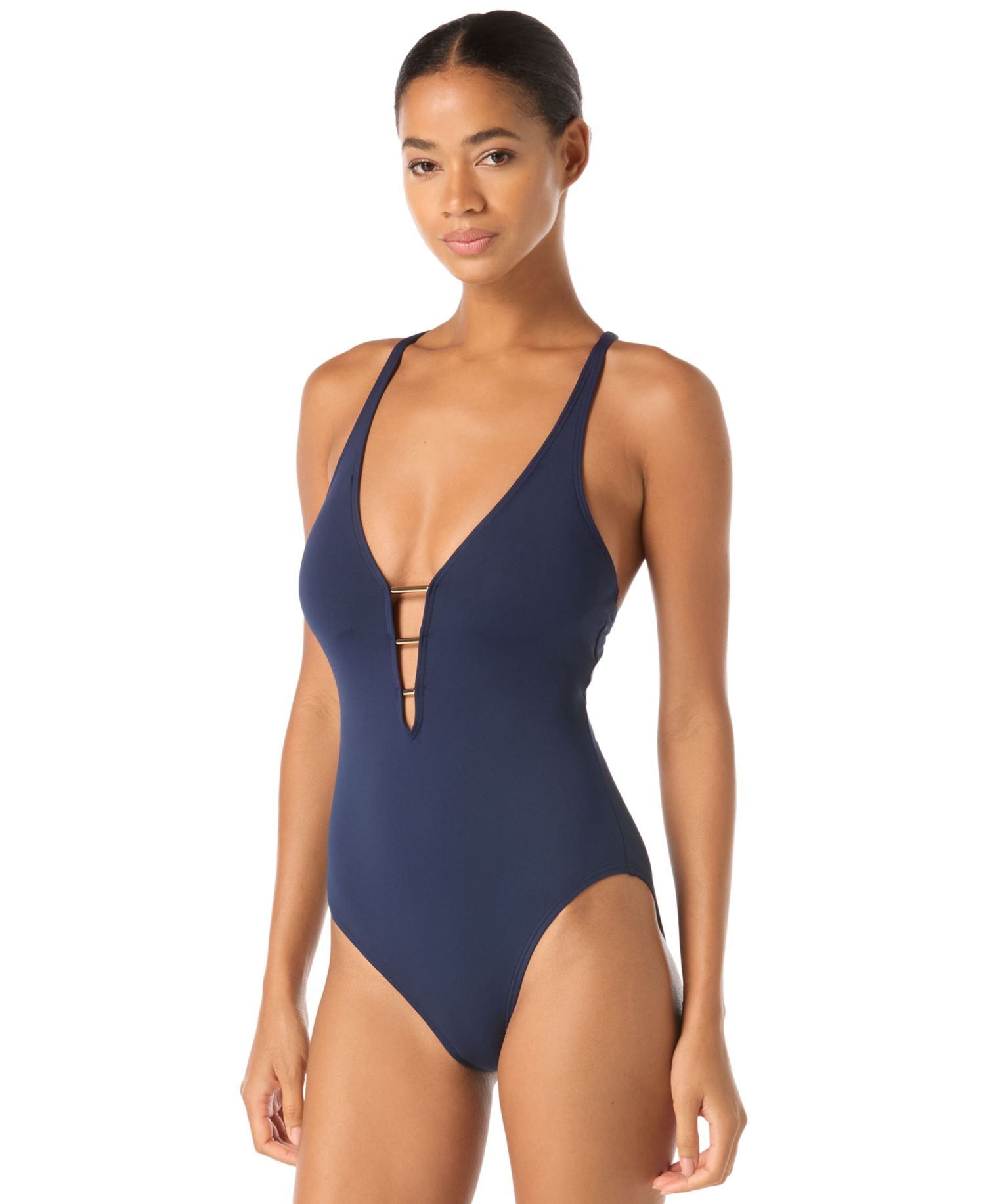 Women's Deep V-Neck Cutout Back Full Coverage One-Piece Swimsuit