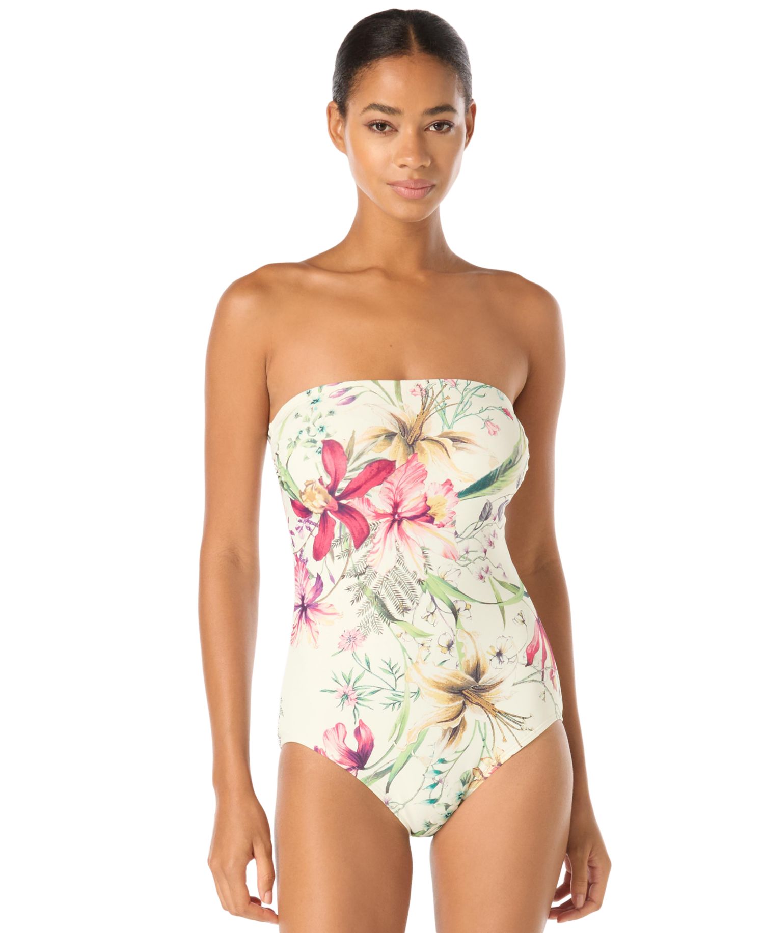 Women's Floral-Print Bandeau One-Piece Swimsuit