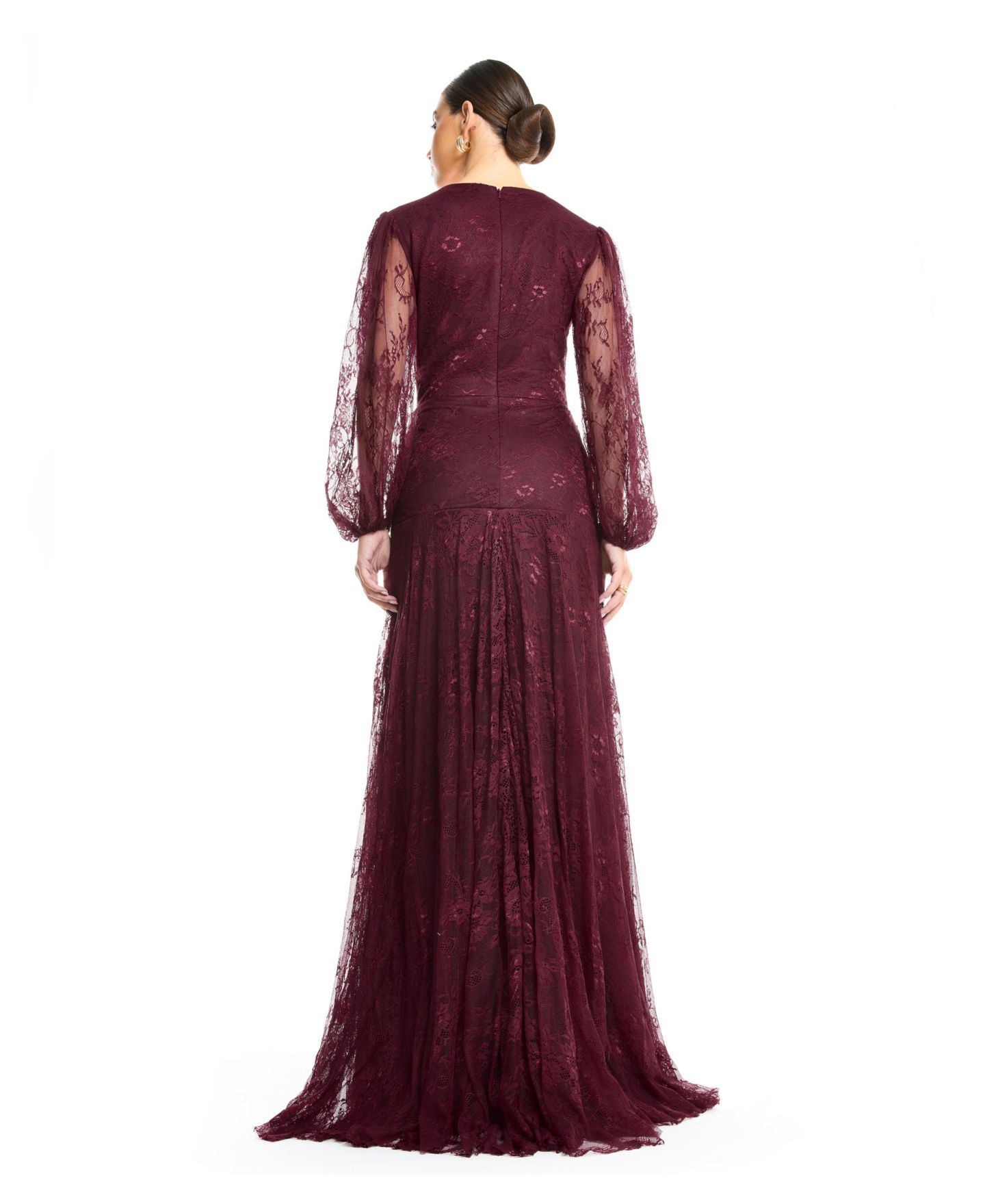 Женское платье AMRI Tiered Ruffle Draped Evening, цвет: Тёмно-бордовый — фото 5