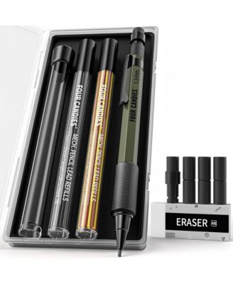 1.3mm Mechanical Pencil Set, Metal Heavy Duty Carpenter Pencil with 24 Lead Refills and Case