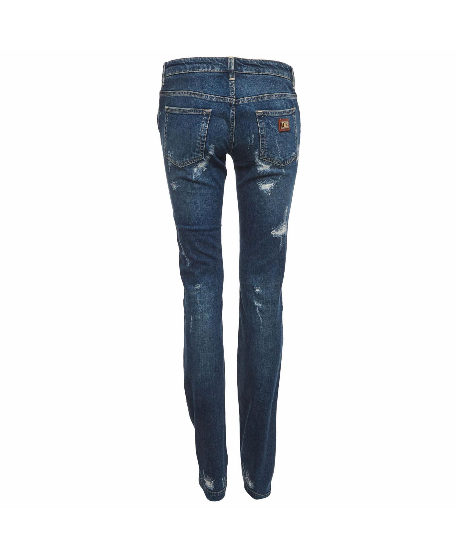 Women's Distressed Mid-Rise Straight-Leg Denim Jeans