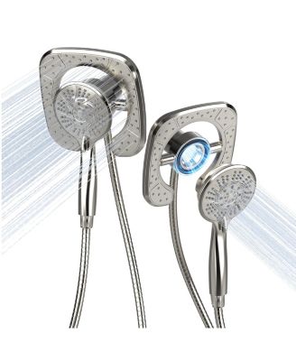 2-in-1 Shower Head Handheld 10 Mode Dual Square Kit
