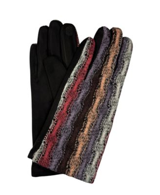 Knit Overlay Suede Gloves