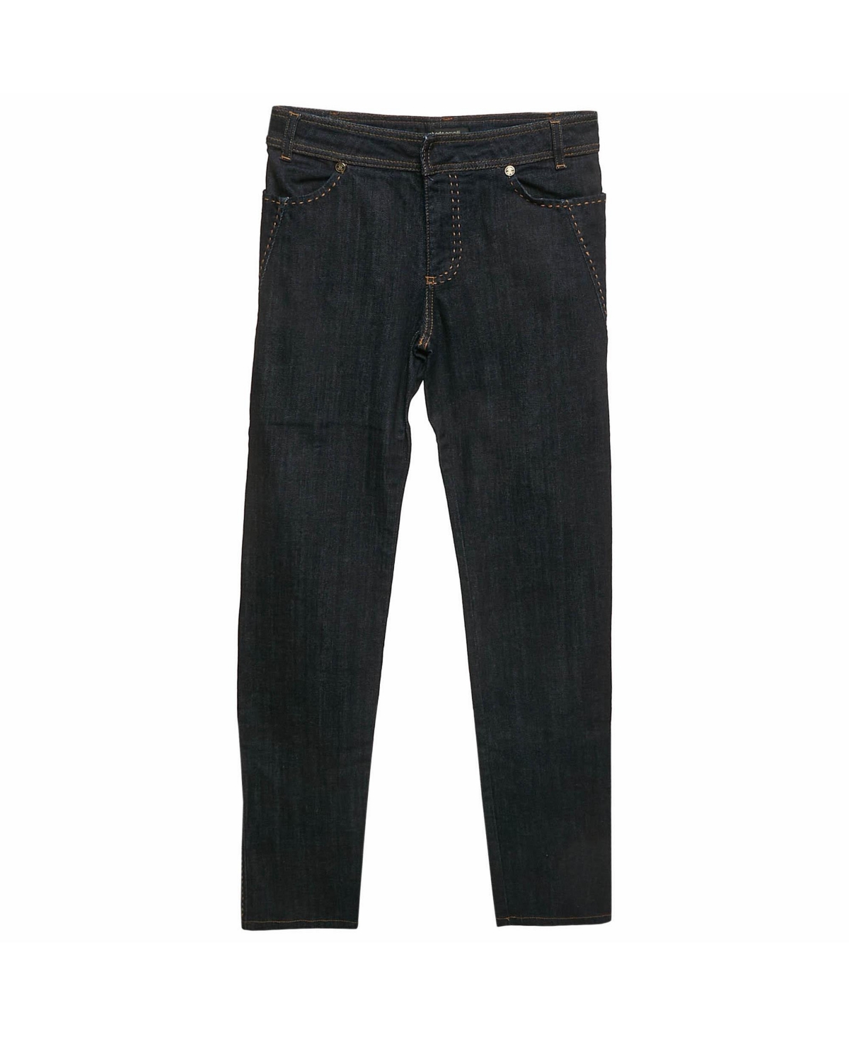Pre-Owned Roberto Cavalli Women's Straight-Leg Mid-Rise Dark Rinse Jeans
