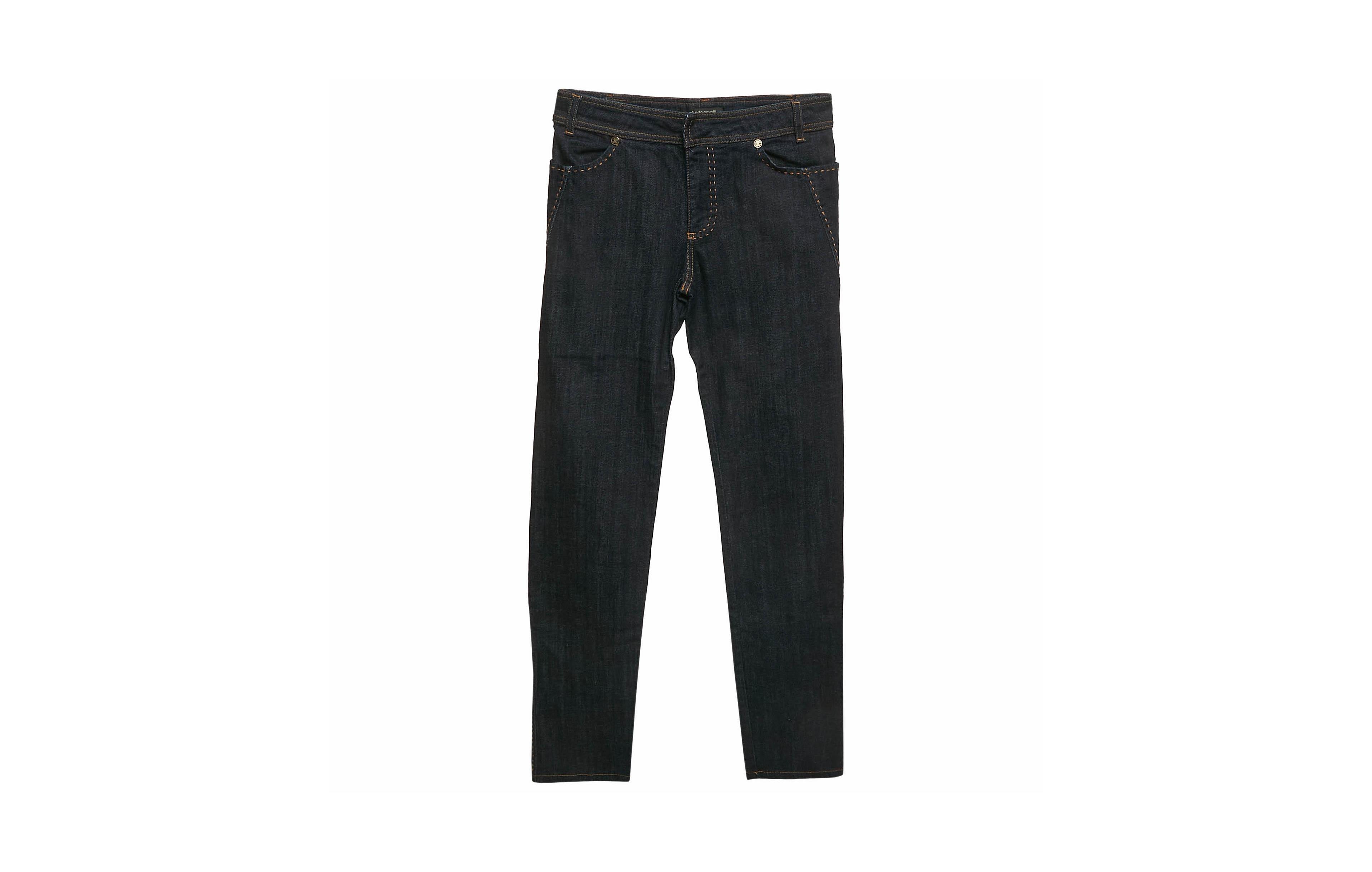 Pre-Owned Roberto Cavalli Women's Straight-Leg Mid-Rise Dark Rinse Jeans