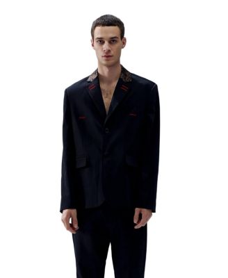 Men's Your Itch Kangaroo-Collar V-Neck Lightweight Blazer