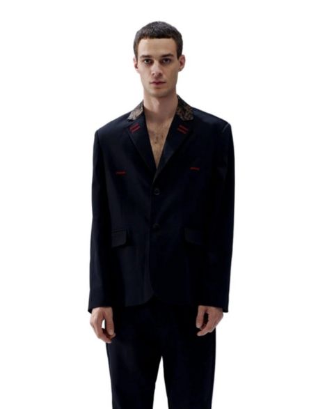 Мужской пиджак PCFG Your Itch Kangaroo-Collar V-Neck Lightweight Blazer, цвет: Чёрный
