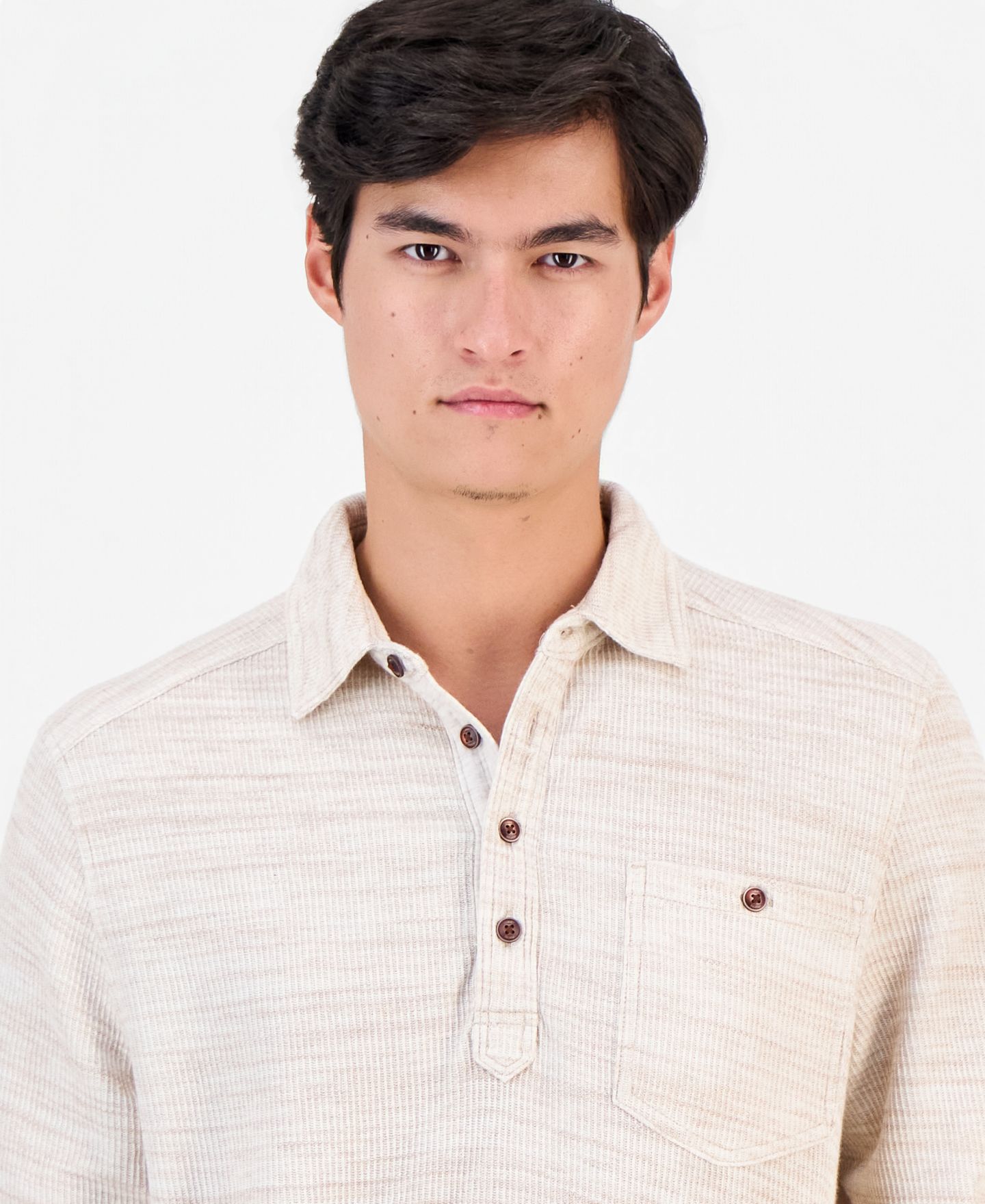 Мужское поло Tommy Bahama Bella Bay Long-Sleeve Textured Polo Shirt, цвет: Меланжевый, вариант 1 — фото 2