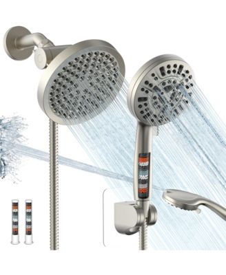 Filtered Shower Head Handheld Spray Dual Modes Detachable Hose