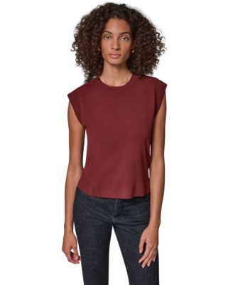 Women's Extended Shoulder Sleeveless Crewneck Sweater