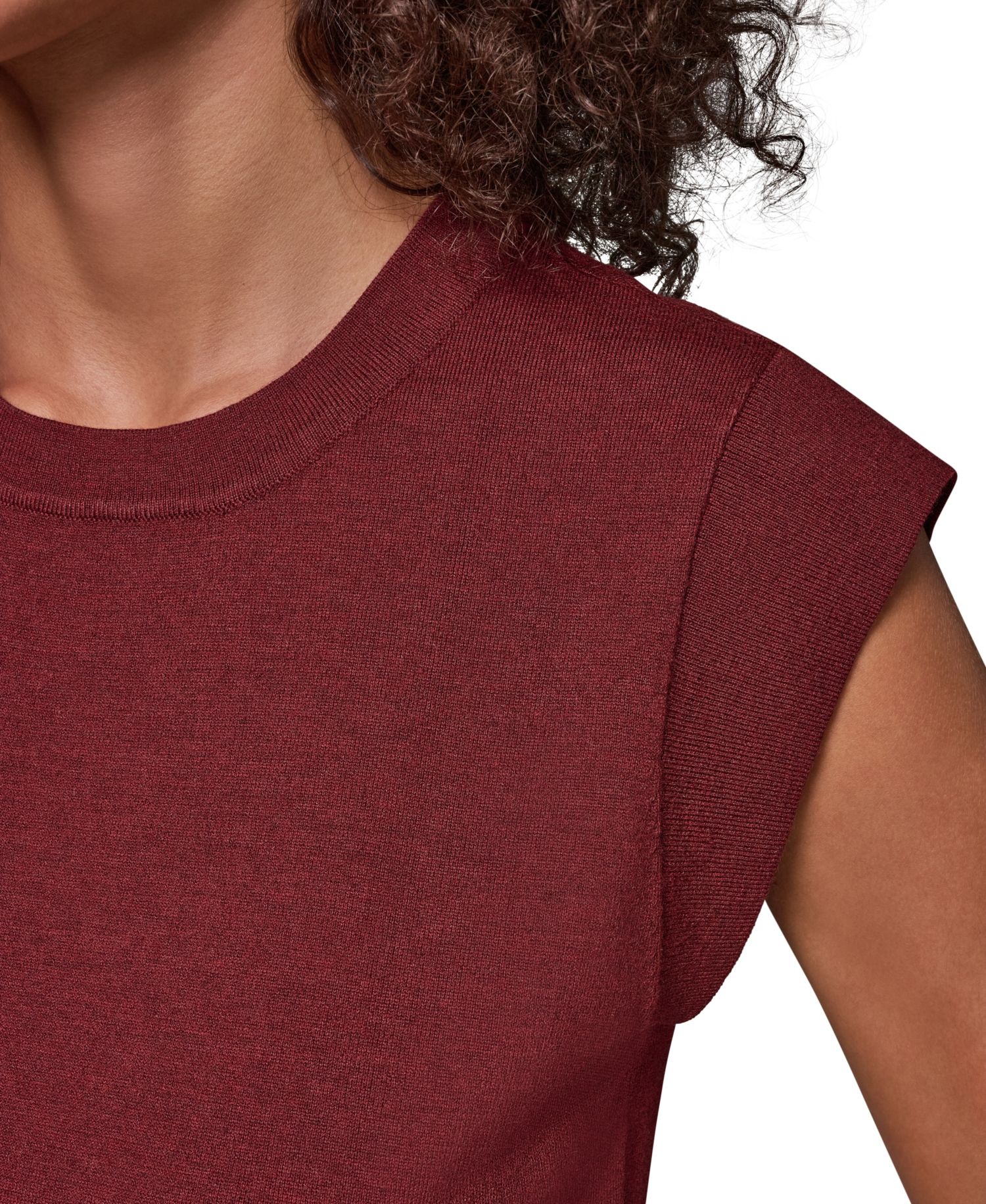 Women's Extended Shoulder Sleeveless Crewneck Sweater
