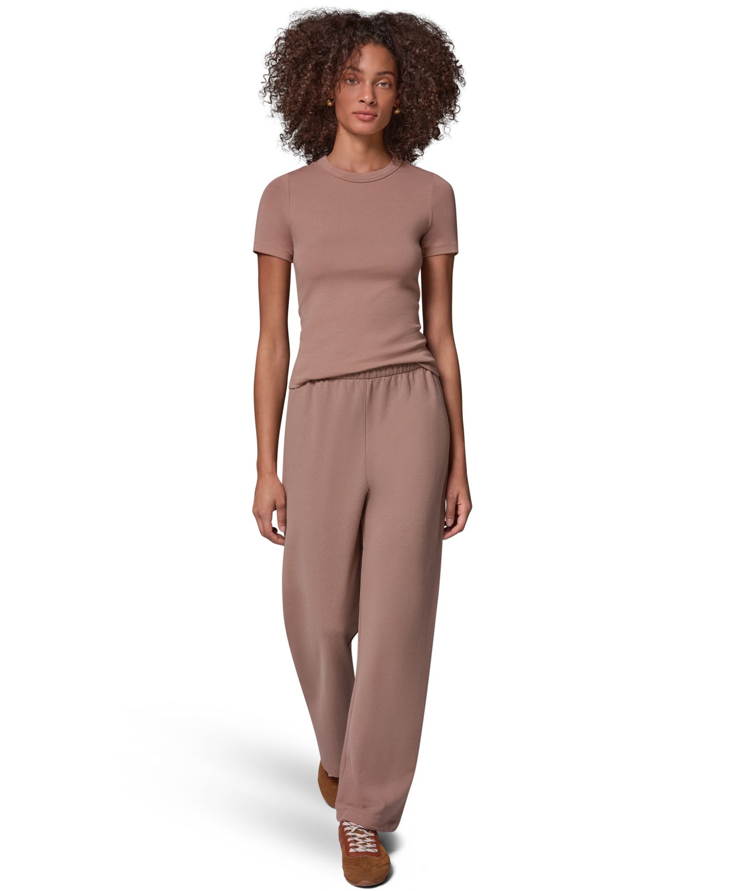 Women's French Terry Wide-Leg Mid-Rise Pants