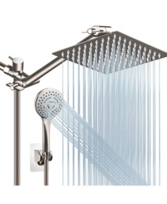 8" Shower Head Rain Extension Arm Handheld Spray Low Pressure Showerhead Set