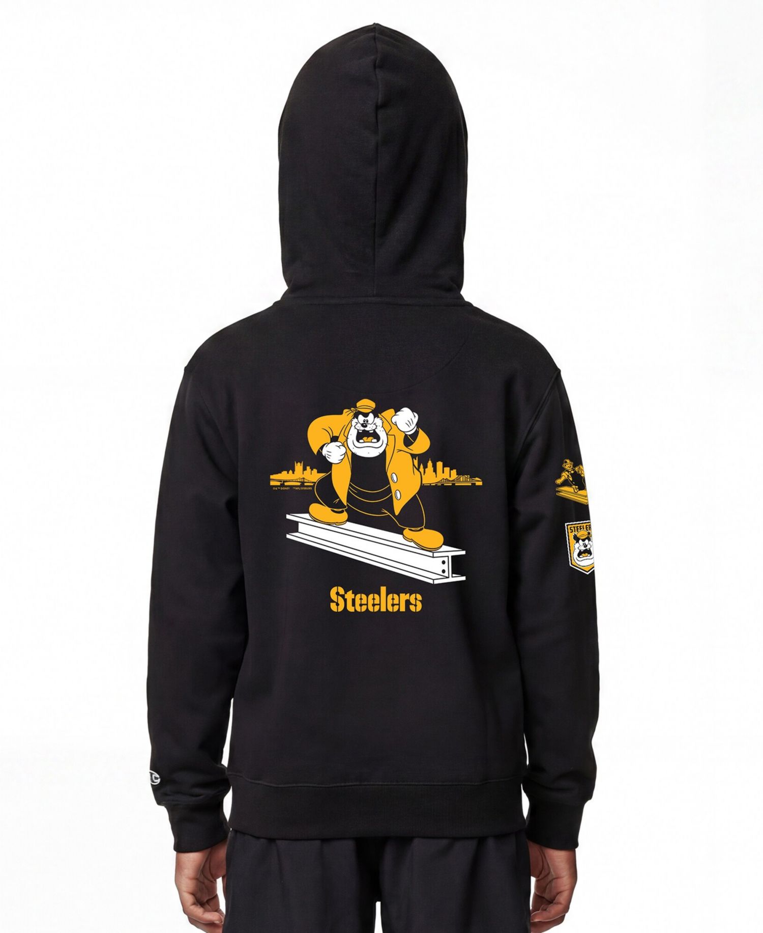 Big Boys and Girls Black Pittsburgh Steelers Disney X Champion Full-Zip Hoodie