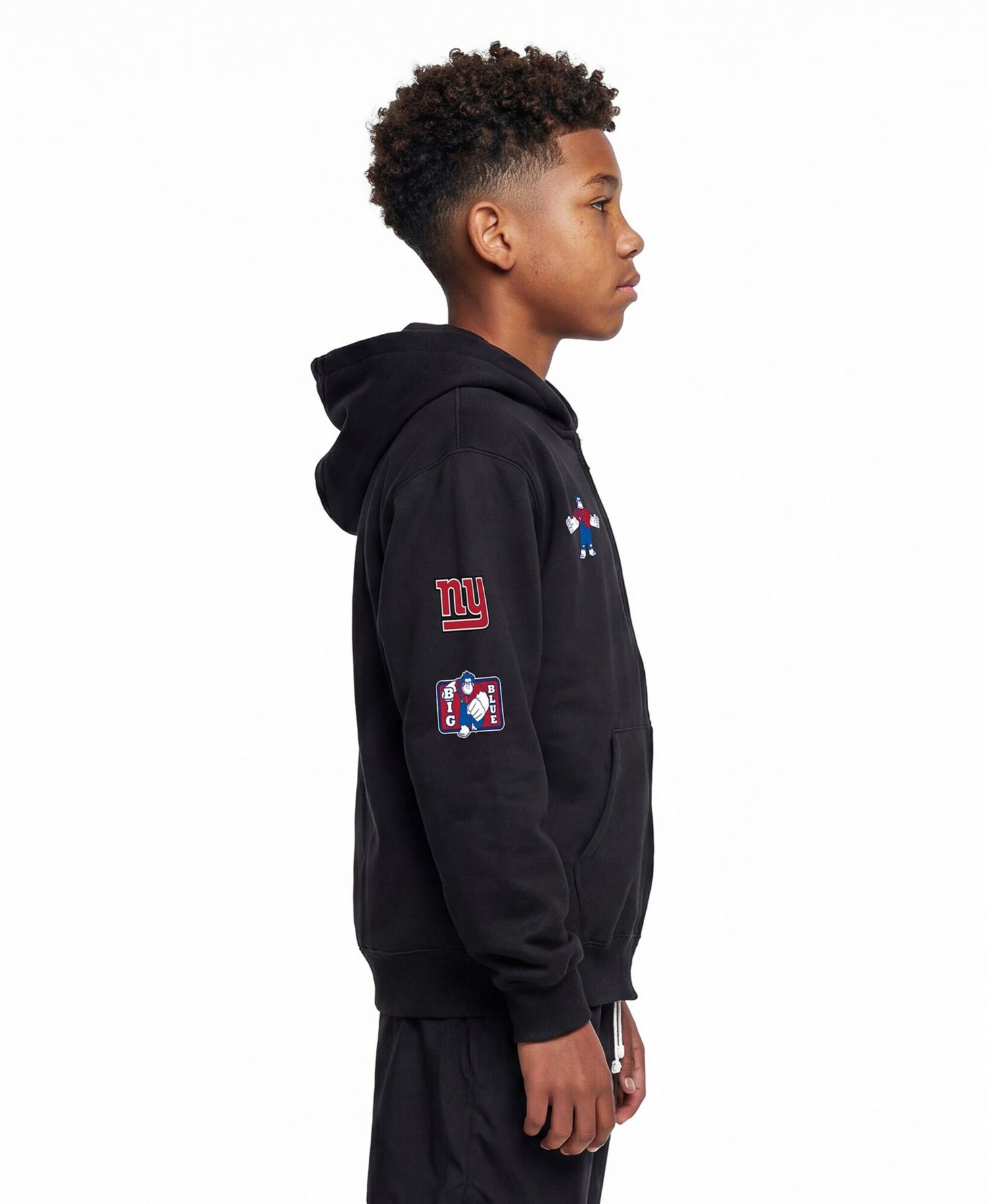Big Boys and Girls Black New York Giants Disney X Champion Full-Zip Hoodie