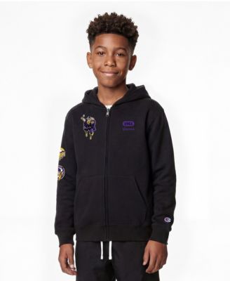 Big Boys and Girls Black Minnesota Vikings Disney X Champion Full-Zip Hoodie