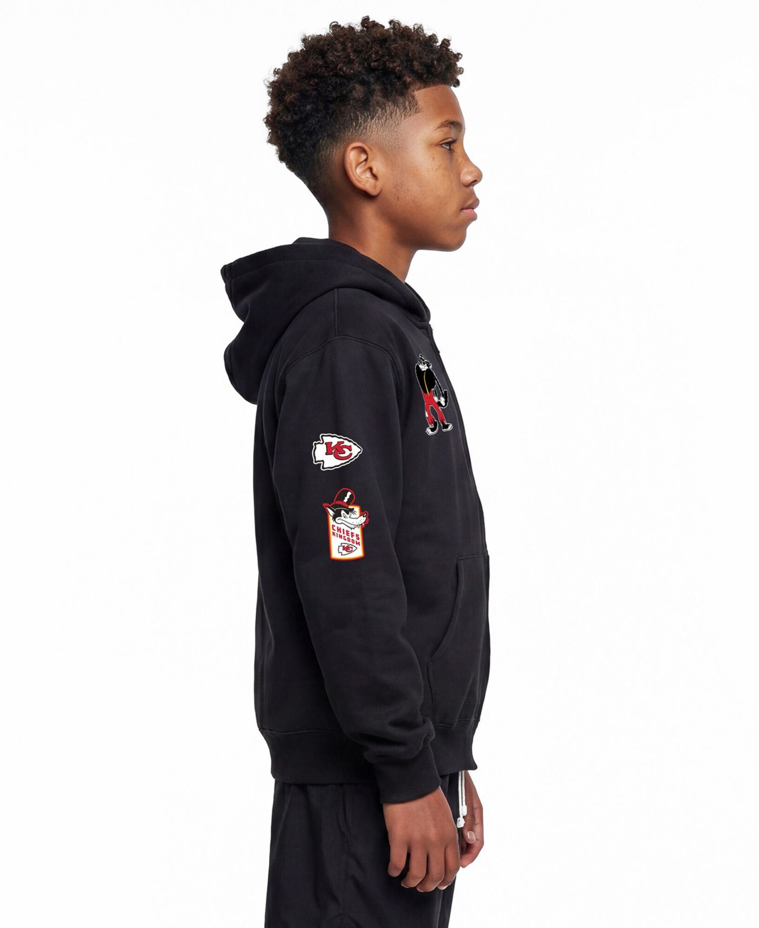 Big Boys and Girls Black Kansas City Chiefs Disney X Champion Full-Zip Hoodie