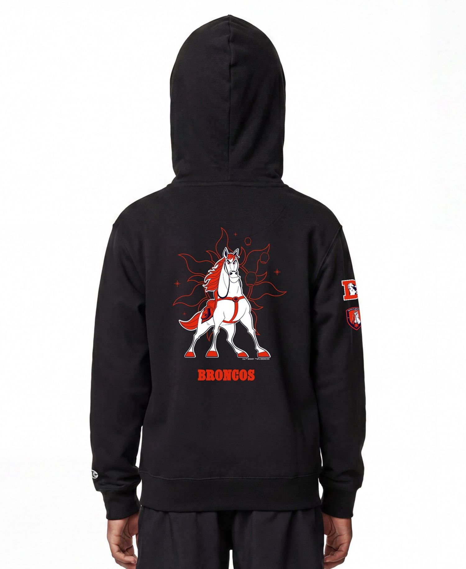 Big Boys and Girls Black Denver Broncos Disney X Champion Full-Zip Hoodie