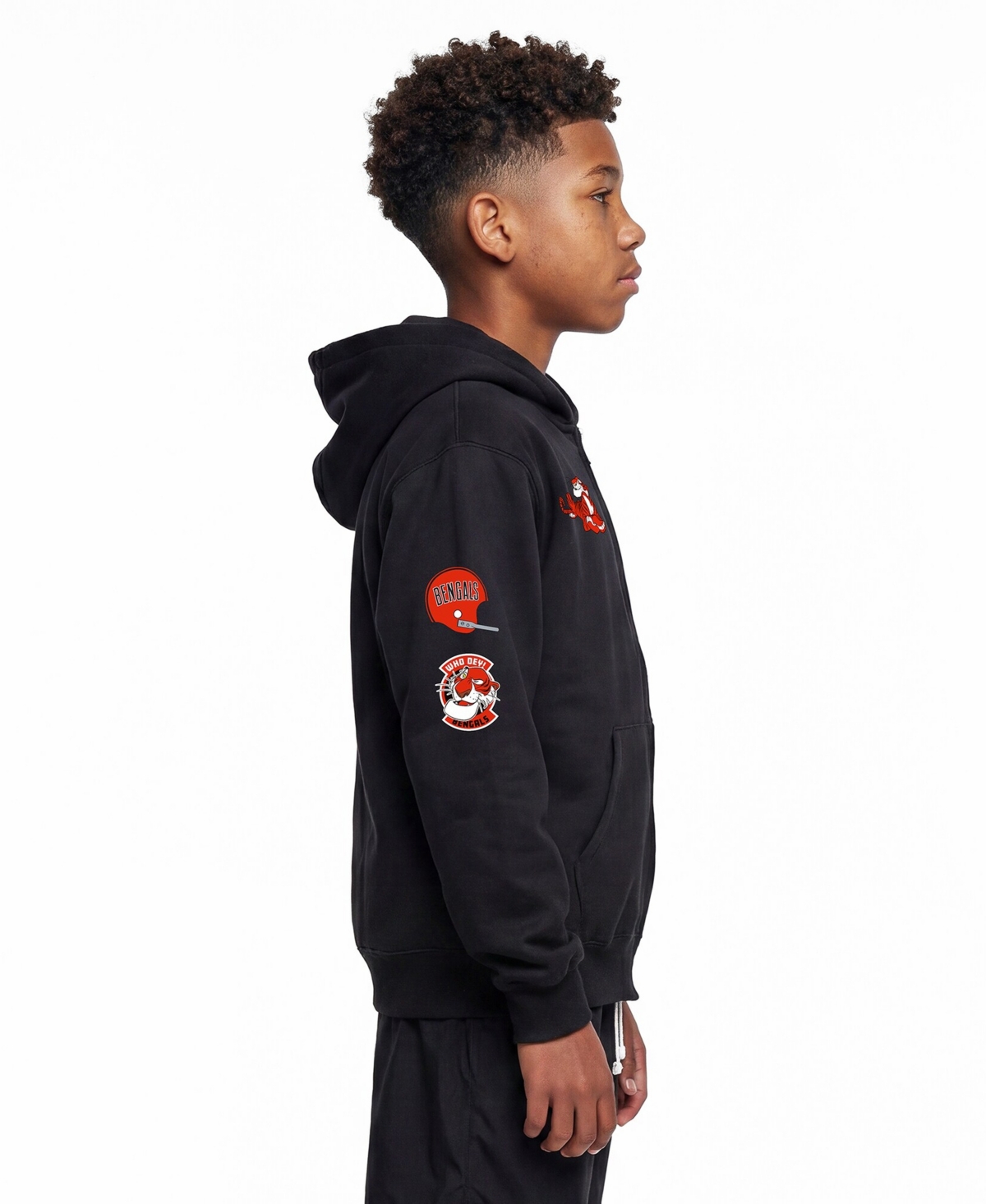 Champion Big Boys and Girls Black Cincinnati Bengals Disney X Full-Zip Hoodie