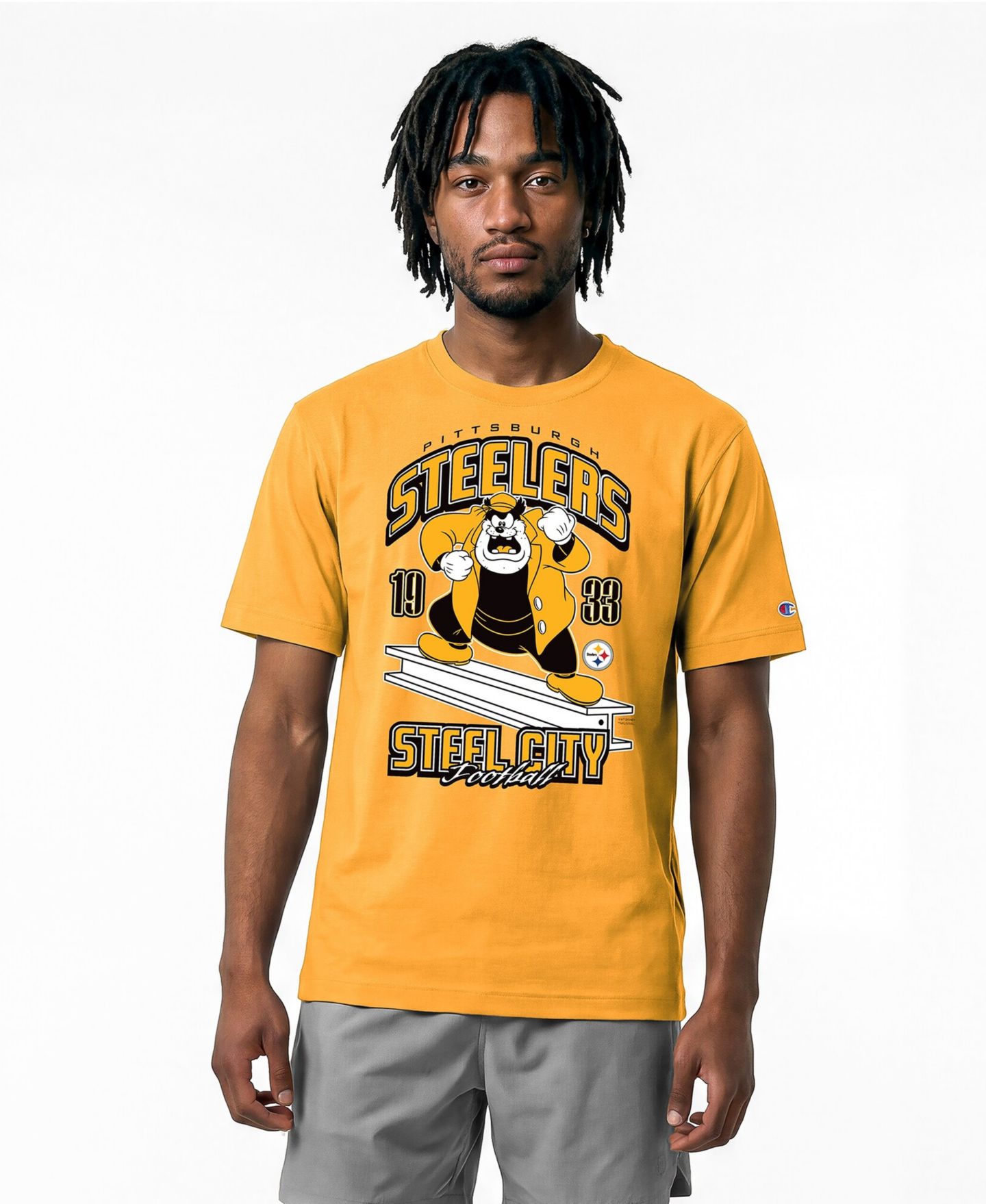 Мужская футболка Champion Gold Pittsburgh Steelers Disney X Champion All Star — фото 1