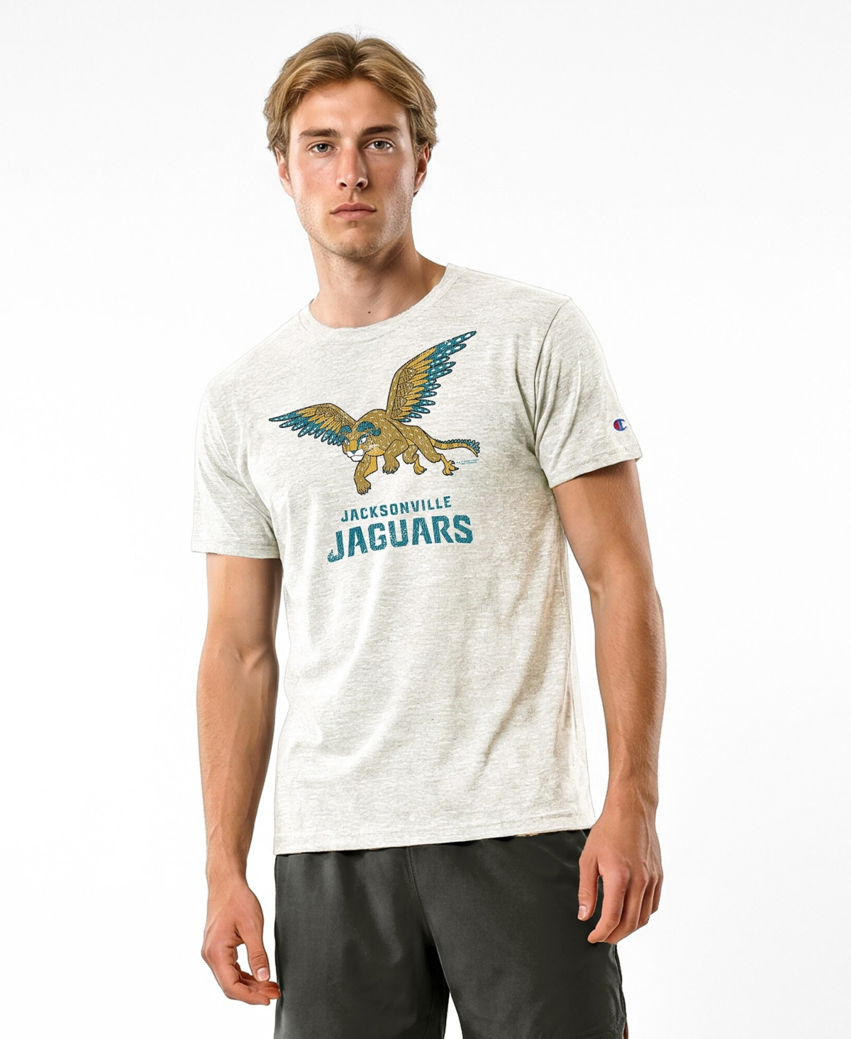Champion Men's Cream Jacksonville Jaguars Disney X Tri-Blend T-Shirt