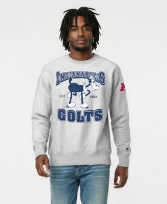 Men's Silver Indianapolis Colts Disney X Champion Reverse Weave Fleece Crewneck Sweatshirt