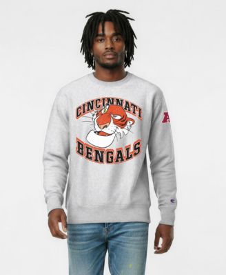 Men's Silver Cincinnati Bengals Disney X Champion Reverse Weave Fleece Crewneck Sweatshirt