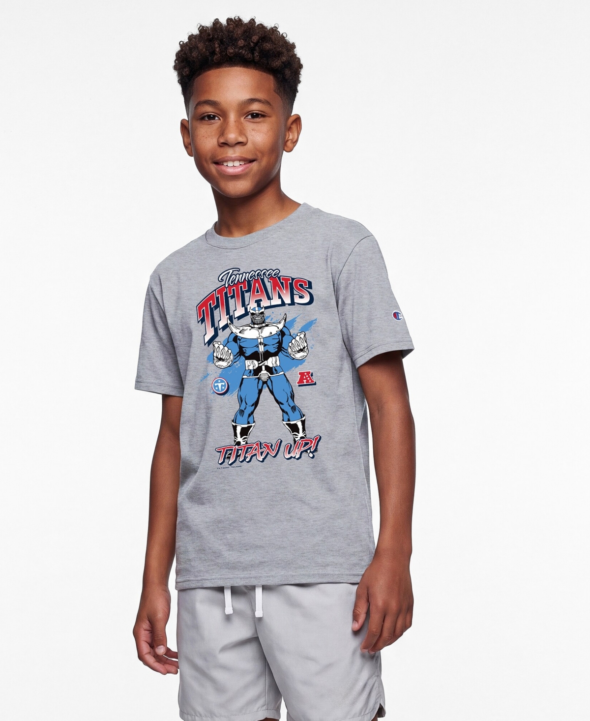 Champion Big Boys and Girls Heather Gray Tennessee Titans Disney X Champion T-Shirt