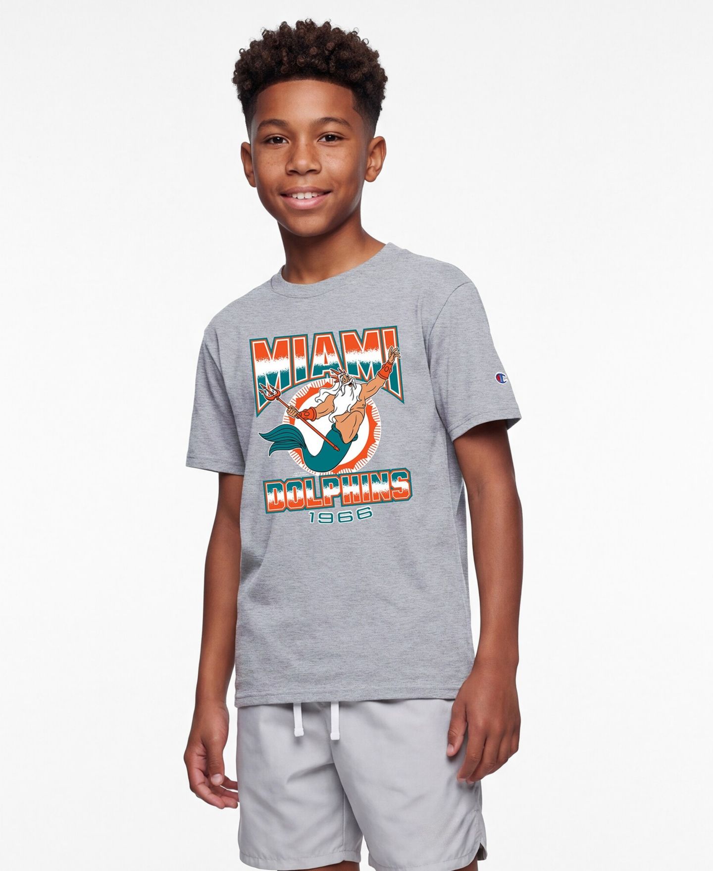 Детская футболка Champion Heather Gray Miami Dolphins Disney X Champion — фото 1