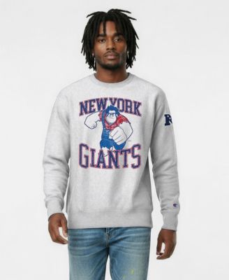 Men's Silver New York Giants Disney X Champion Reverse Weave Fleece Crewneck Sweatshirt