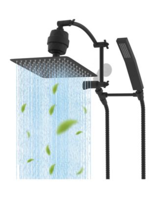 10'' Filtered Rainfall Shower Head Handheld Wand Extension Arm Hose Holder with Filter