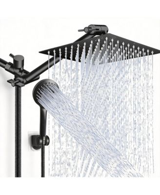 10" Shower Head Rain Extension Arm Handheld Spray Low Water Showerhead Set