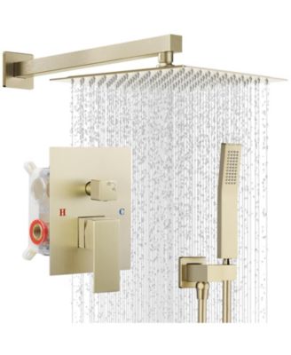 10" 2-in-1 Rain Shower Faucet Set Wall Mount 304 SS Air Tech Dual Spray