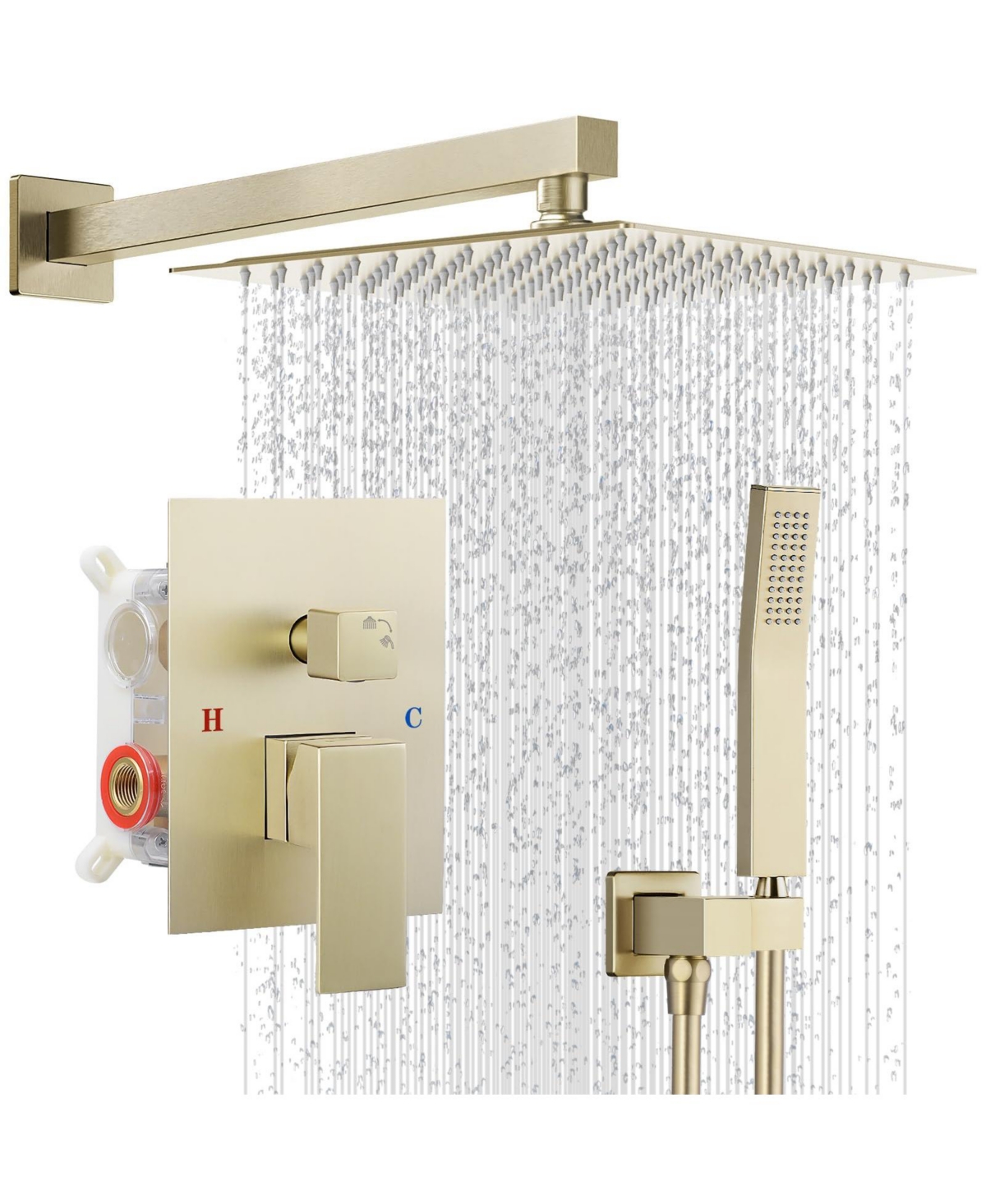 Cyqbd 10" 2-in-1 Rain Shower Faucet Set Wall Mount 304 Ss Air Tech Dual Spray