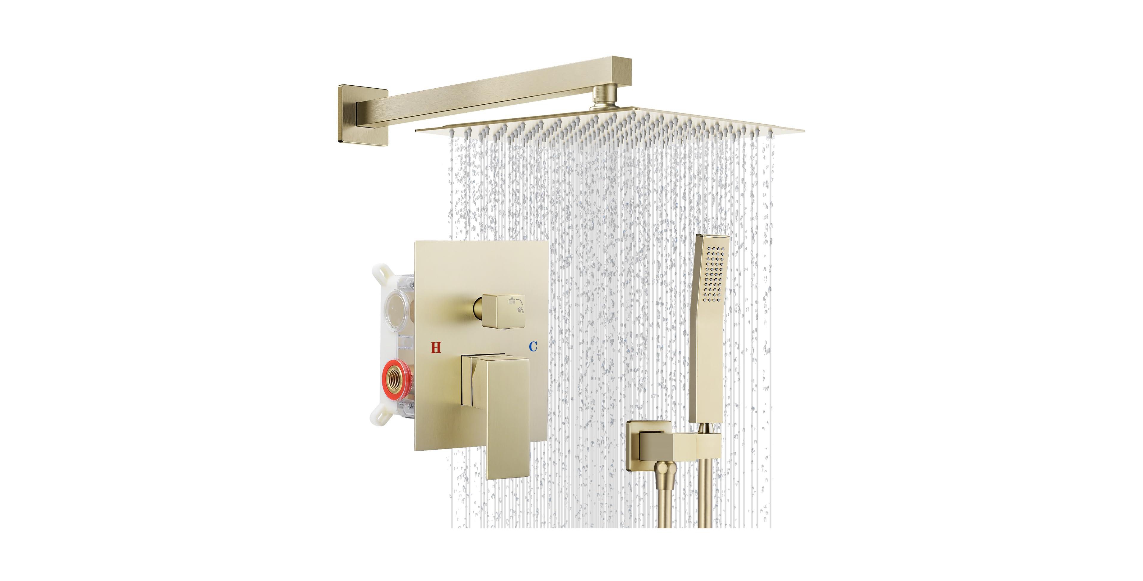 Cyqbd 10" 2-in-1 Rain Shower Faucet Set Wall Mount 304 Ss Air Tech Dual Spray