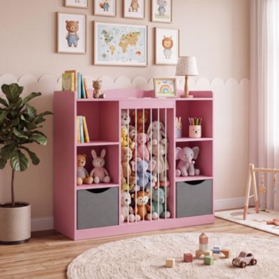 Book Shelf for Kids Rooms, Toy Box and Cubby Storage Organizer with Rounded Corners Design for Anti-Collision Safety,and Anti-Tip Device
