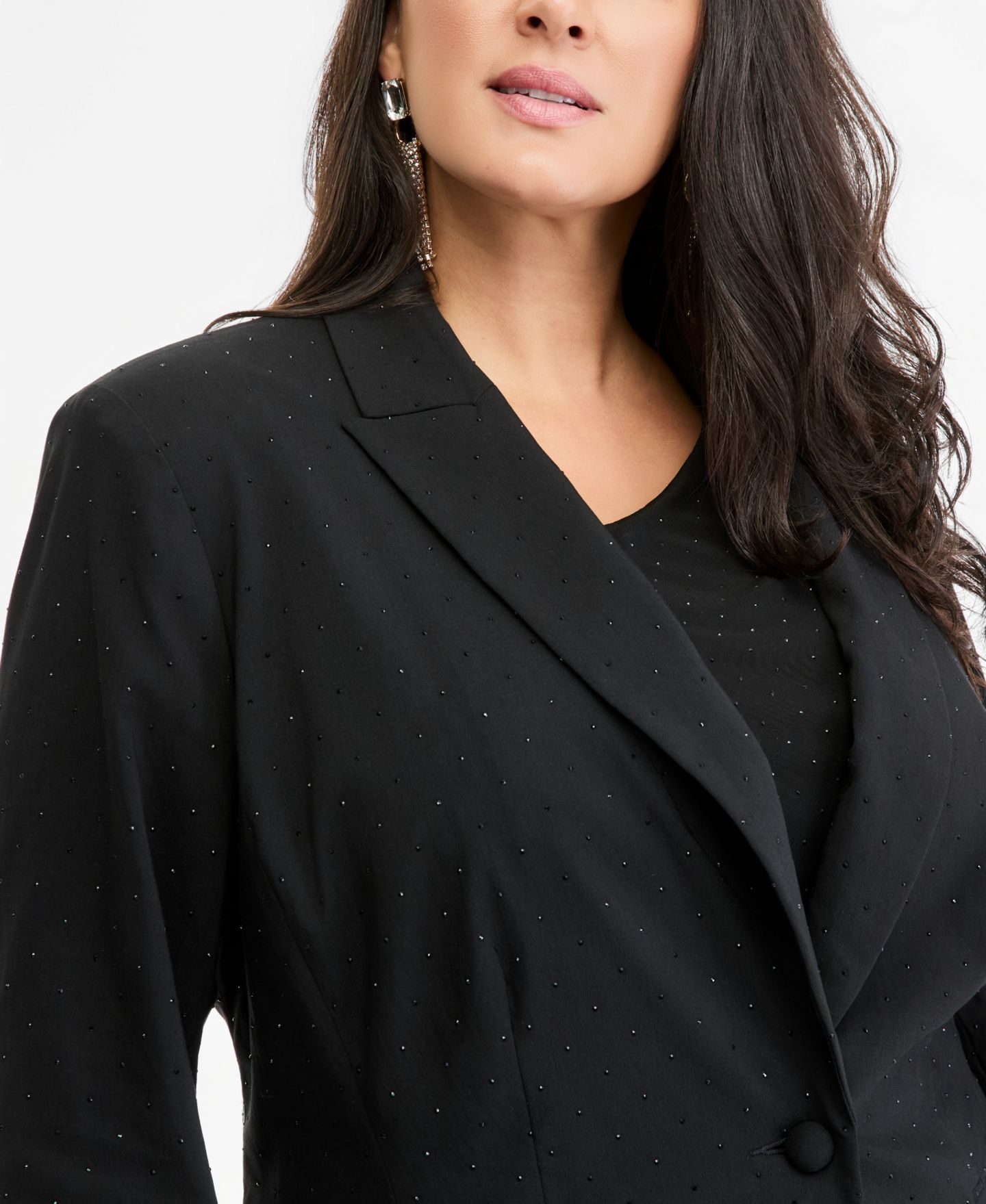 Женский пиджак I.N.C. International Concepts Plus Size Embellished Peak-Lapel Blazer, цвет: Глубокий чёрный — фото 3