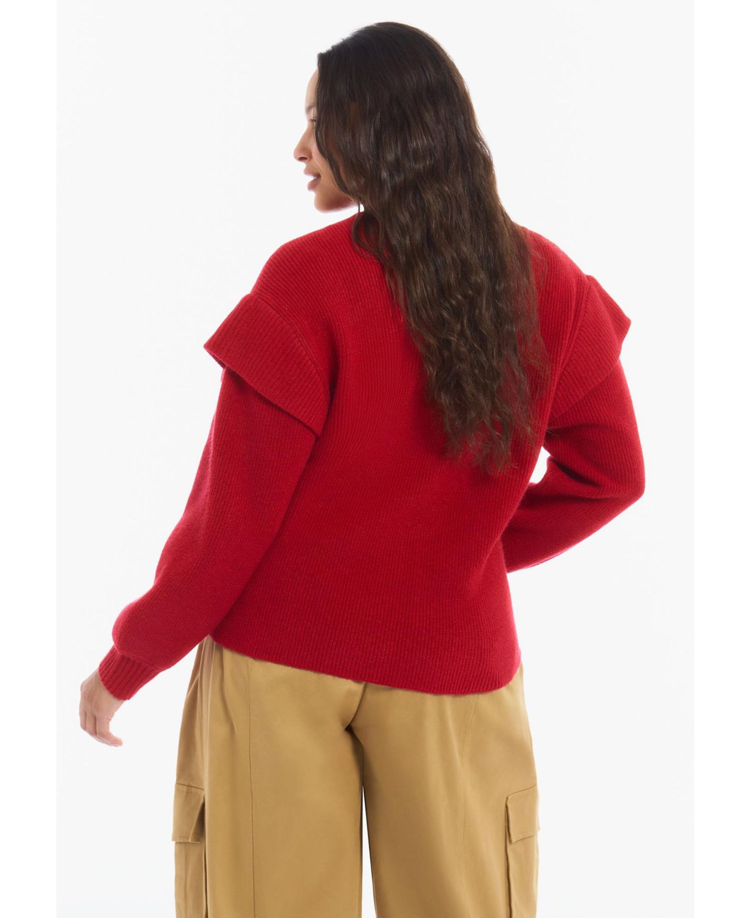 Plus Size Mock Neck Balloon-Sleeve Sweater