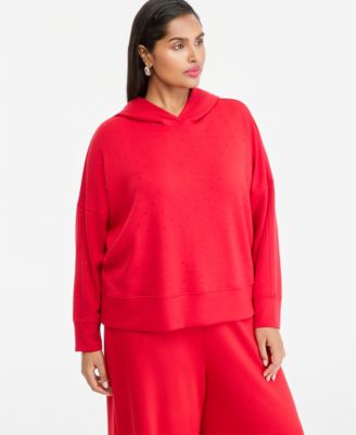 Plus Size Studded Pullover Hoodie