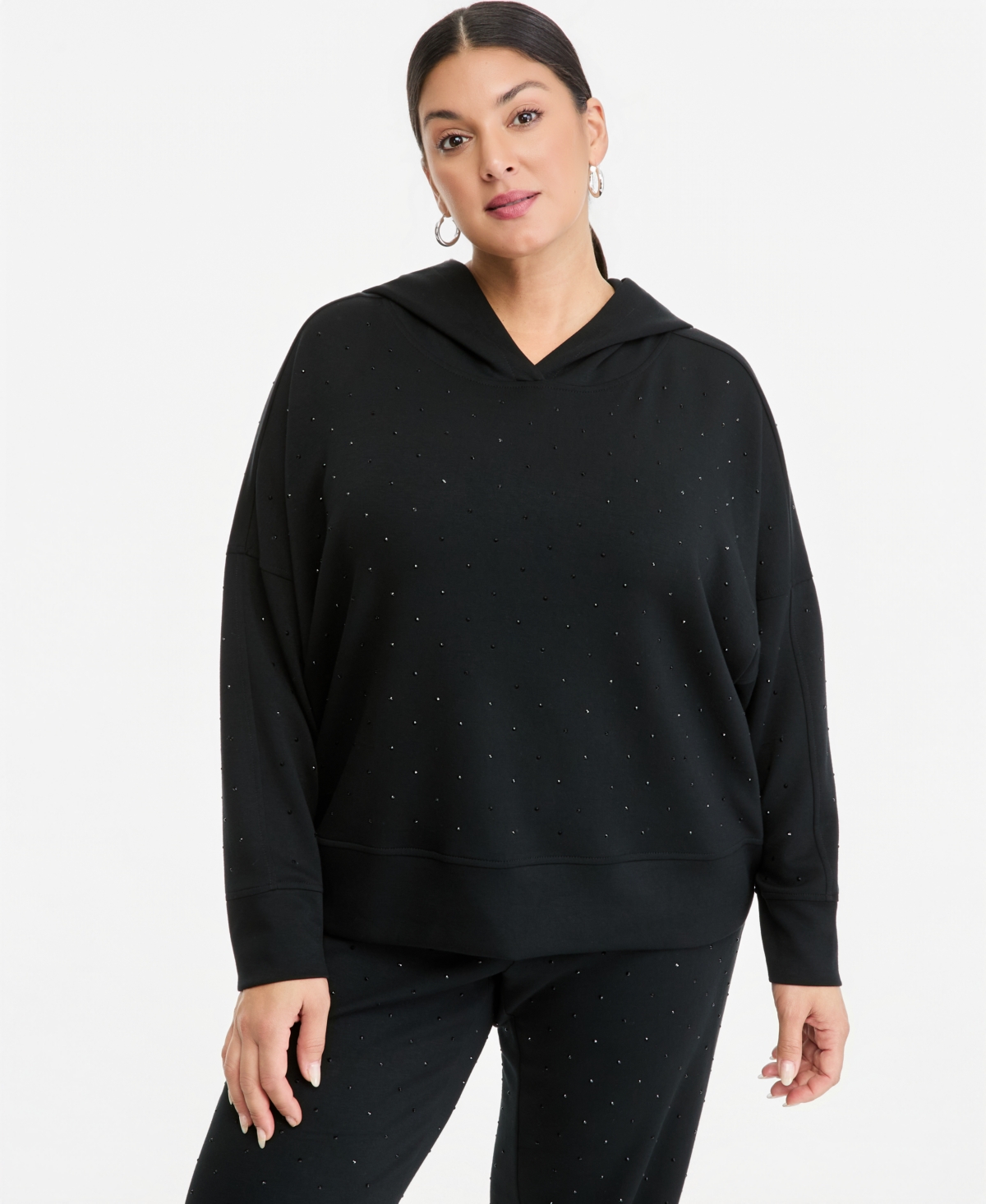 I.n.c. International Concepts Plus Studded Pullover Hoodie, Macy's Exclusive