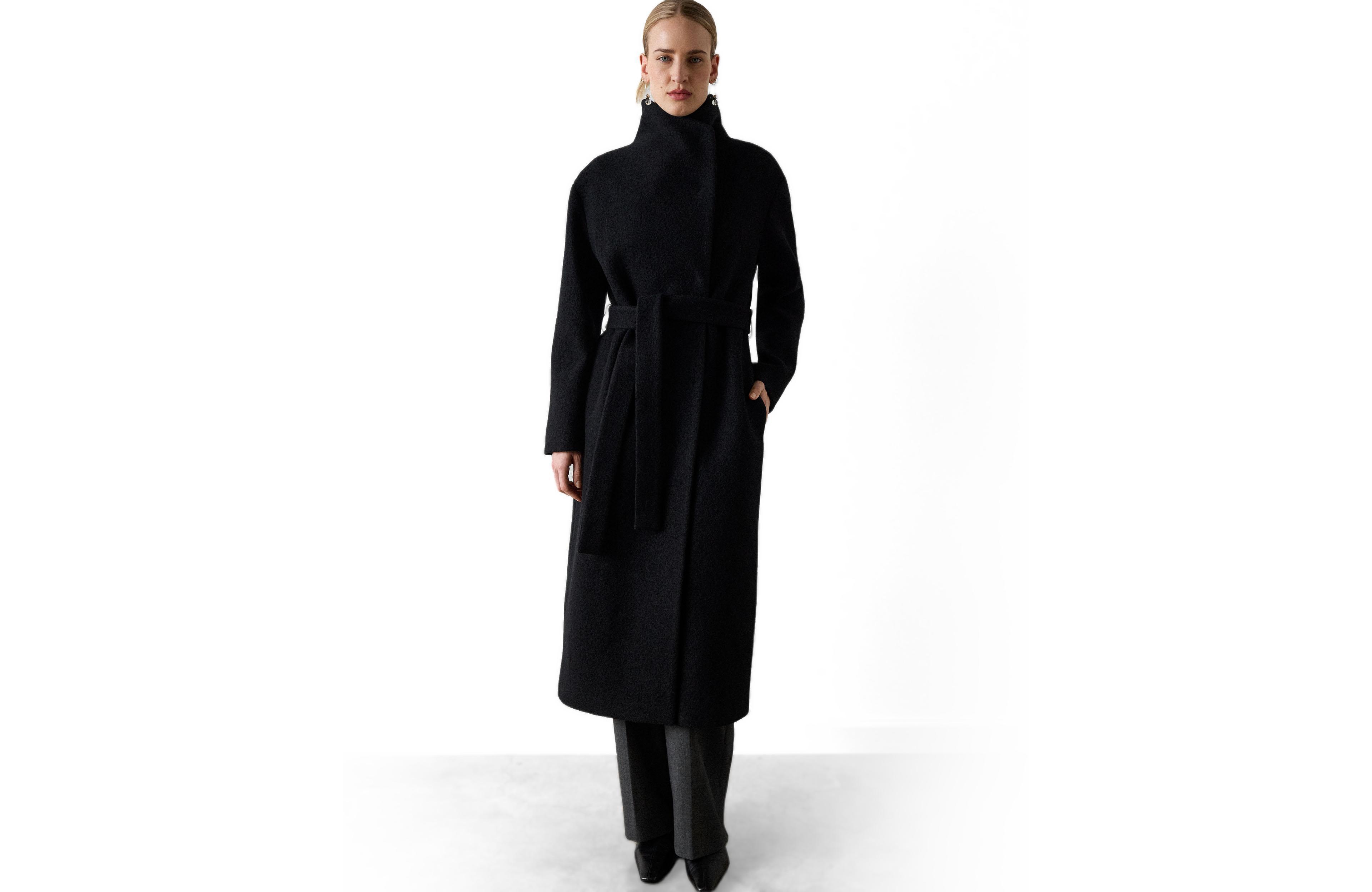 Whistles Women's Funnel Belted Wrap Coat