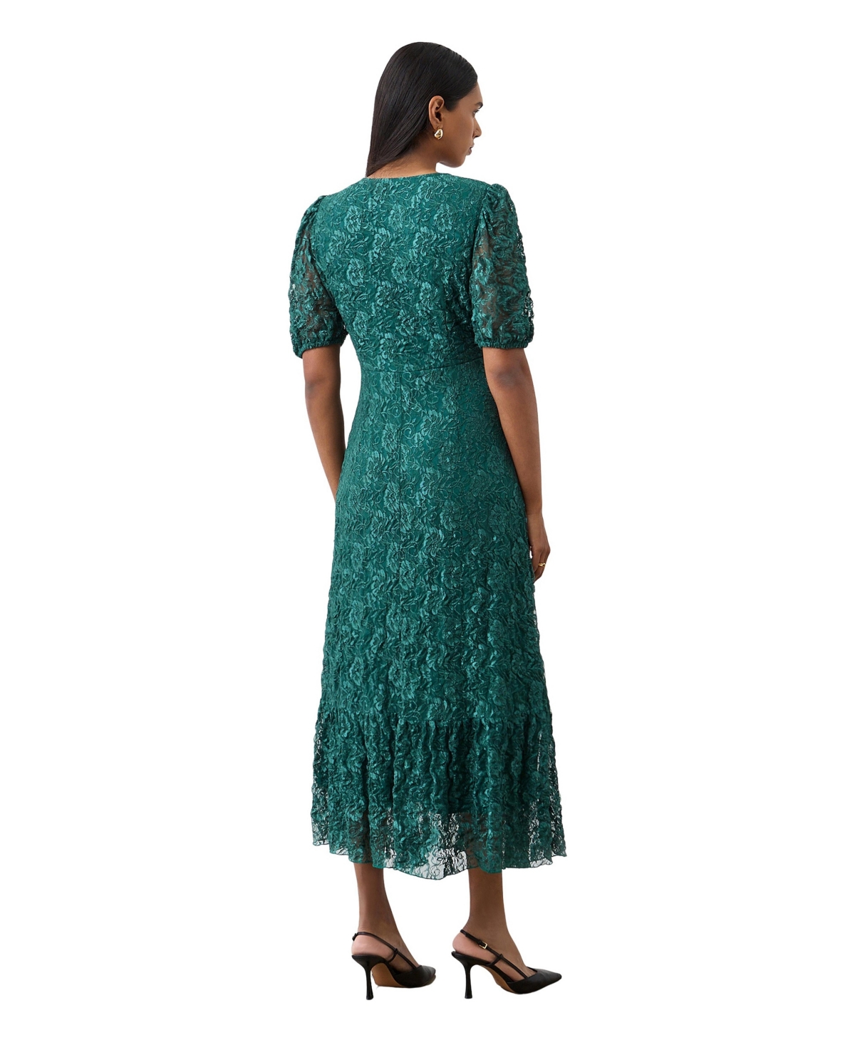 Finery London Women's Loretta Empire-Waist Fit-and-Flare V-Neck Lace Midi Dress