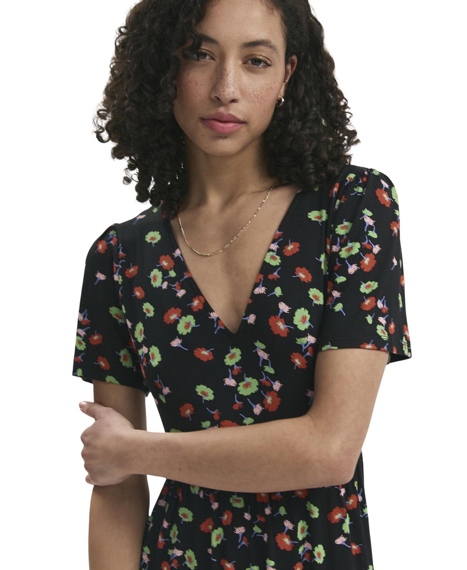 Women's Misha Floral-Print Tiered Short-Sleeve Dress