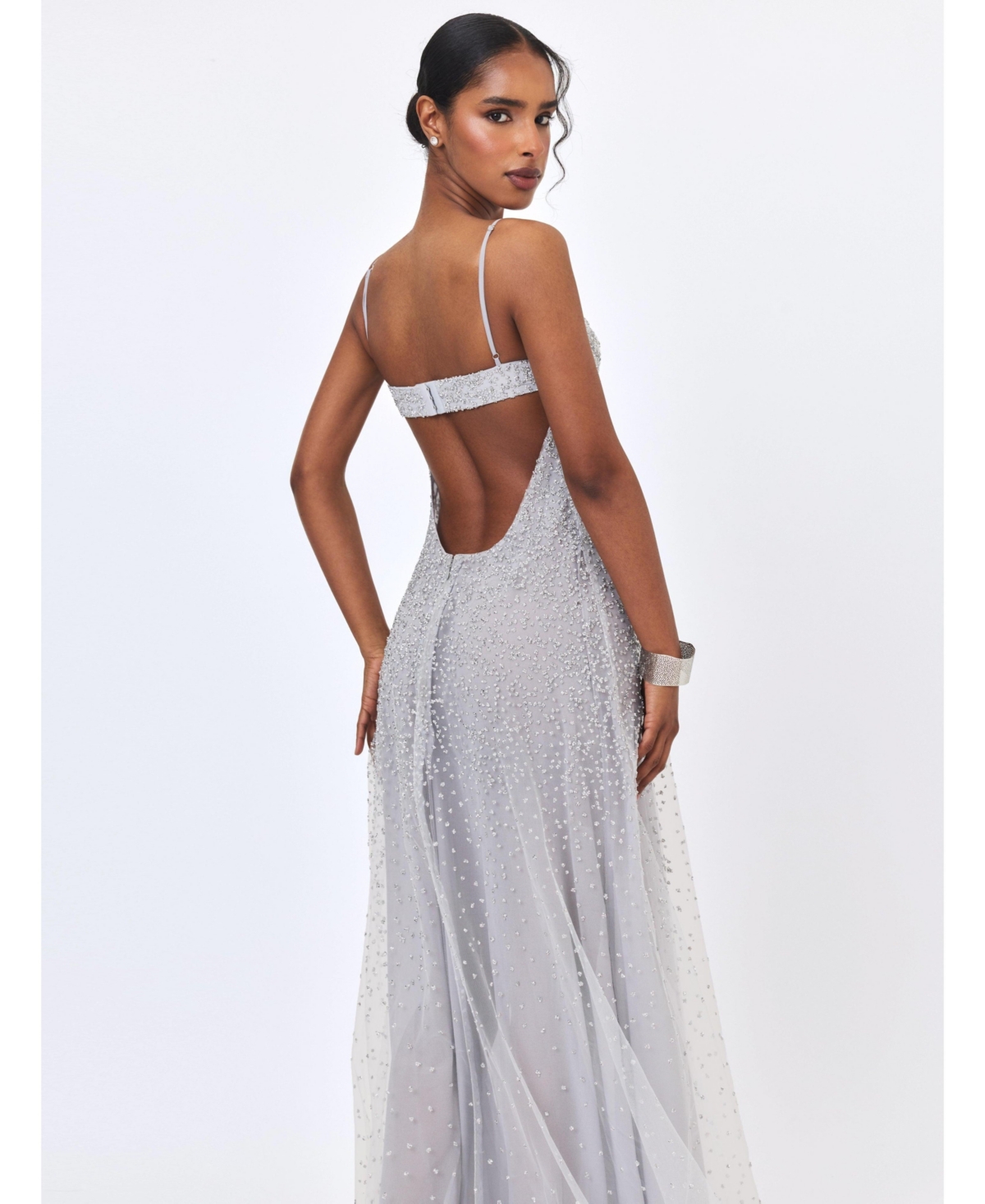 Miss Circle Women's Wallie Backless Rhinestone-Embellished Sweetheart Gown