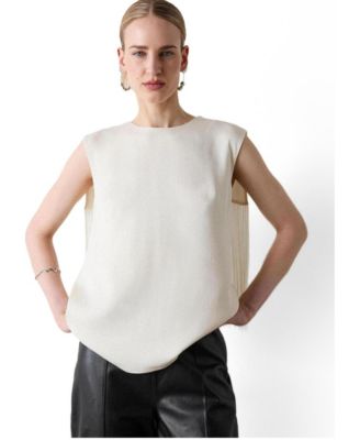 Women's Fringe Back Sleeveless Blouse